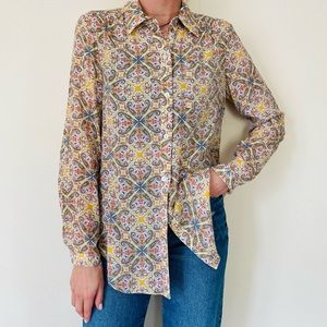 Zac&Rachel boho paisley print button down shirt